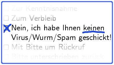 [„Gesprächsnotiz“-Grafik: Nein, ich habe Ihnen keinen Virus/Wurm geschickt